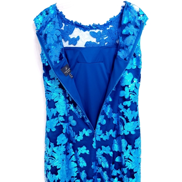 NWOT Adrianna Papell Turq. Sequined Sheath… - Picture 7 of 12